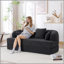 Canapé-lit 2 en 1 pliable, canapé-lit convertible pliable sans os de 70 pouces, 4 coussins pour le salon, noir-129158330