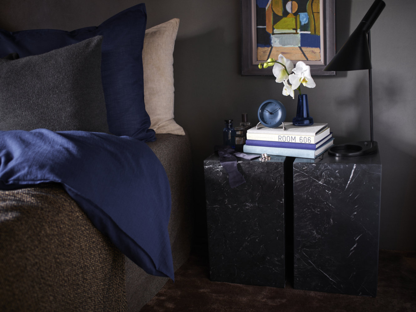 City Hall Electric Alarm Clock, Stone Blue/Silver