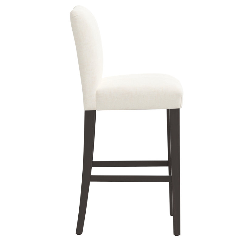 Hadrien Bar & Counter Stool, Black Wood, Bar Stool (31” Seat Height), Zuma White Textured Linen