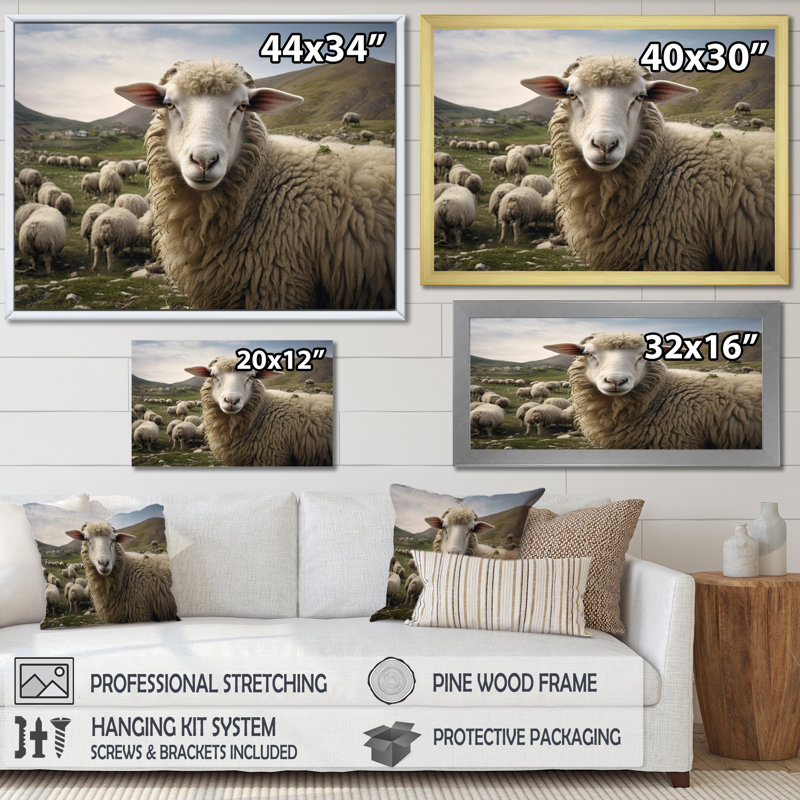 Mouton de l'environnement, montagne, reproduction d'art sur toile, Toile tendue, H 16 po x l 32 po x P 1 po