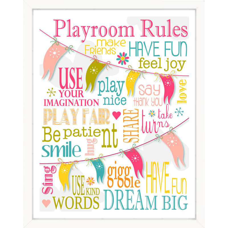«Playroom Rules», impression sur papier rose, H 14 po x l 11 po
