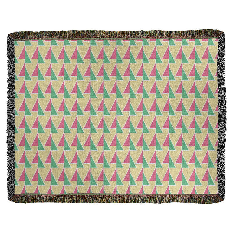 Couverture en coton tissé à flèches changeante, l 50 po x L 60 po, Rose jaune / vert