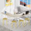 Ensemble de 6 tabourets décoratifs empilables en métal jaune-1396414984