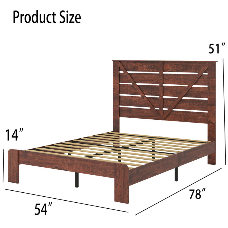 Cadre de lit en bois sans matelas, Double