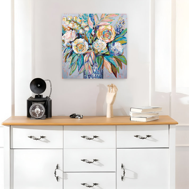 Lampe de fête contemporaine au gingembre avec art bleu-noir, H 18 po x l 18 po