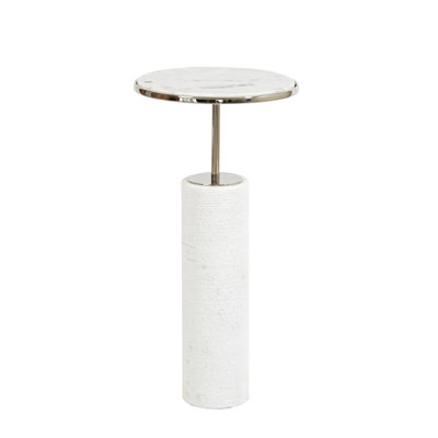 Tall Cored Marble Table-Nickel