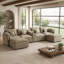 Canapé modulaire en U surdimensionné en chenille avec double console USB et repose-pieds-131403469