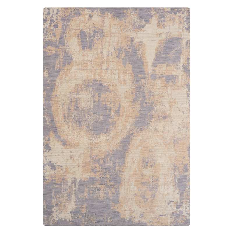 Tapis en laine tissé à la main - 305 x 396 cm, rectangulaire, bleu beige, motif abstrait moderne, épais et à poils longs, antidérapant, idéal pour le salon et la chambre.
