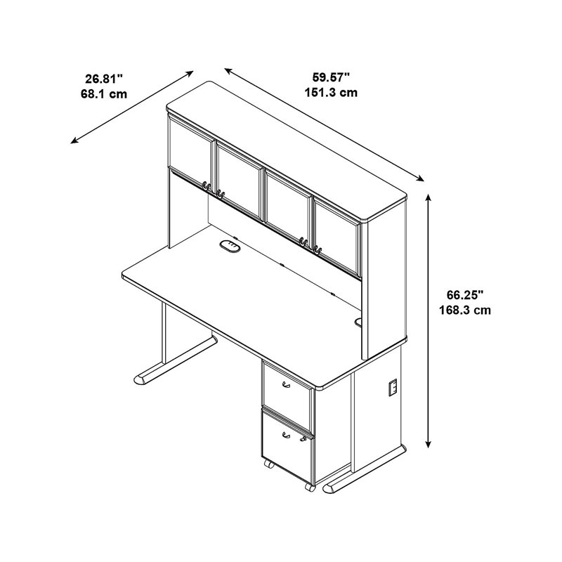 Bureau avec huche Series A, Étain spectre blanc