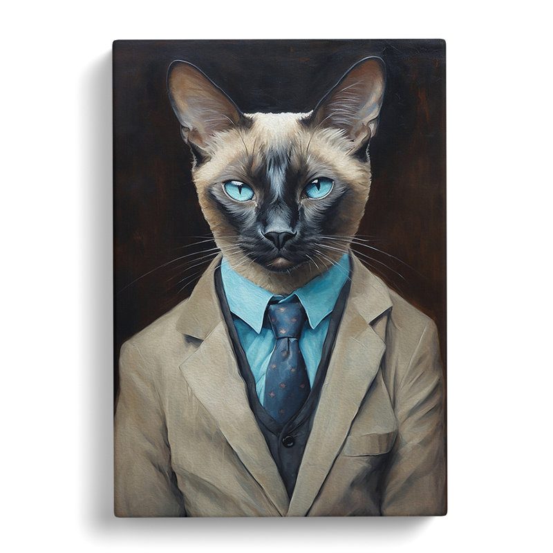 Siamese Cat In A Suit No.2 - Wrapped Canvas, 76cm H x 50cm W x 3cm D