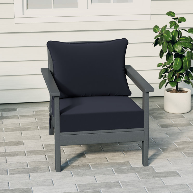 Hydea Deep Seating Chair With Cushions, Gray, Navy Blue