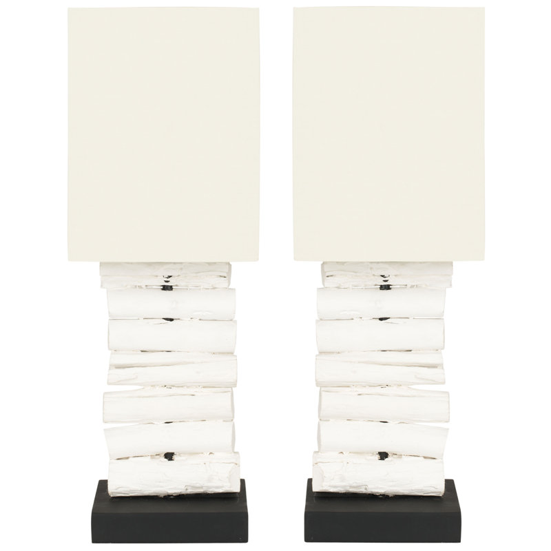Lampe de table 19,7 po Woodland, Lavage blanc, Blanc