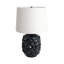 Lampe de table à disques côtiers bleu marine 25 po, céramique et lin