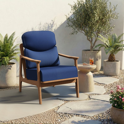 Crescent Shaped 6 Inch Thick Outdoor Patio Seat and Back Cushion Set with Removable Washable Cover for Garden Furniture