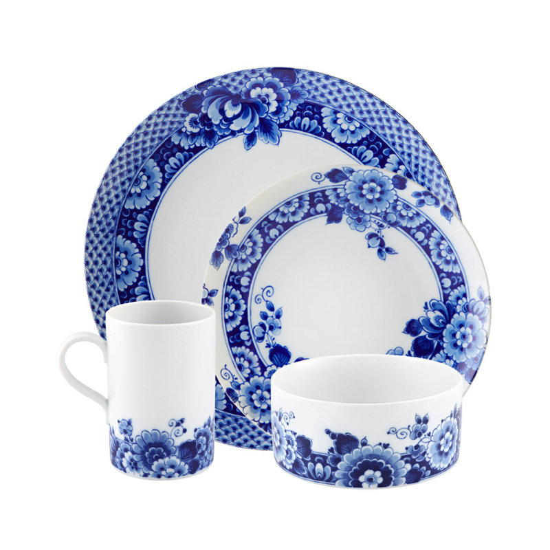 Blue Ming Piece Porcelain China Dinnerware Set - Service for 4