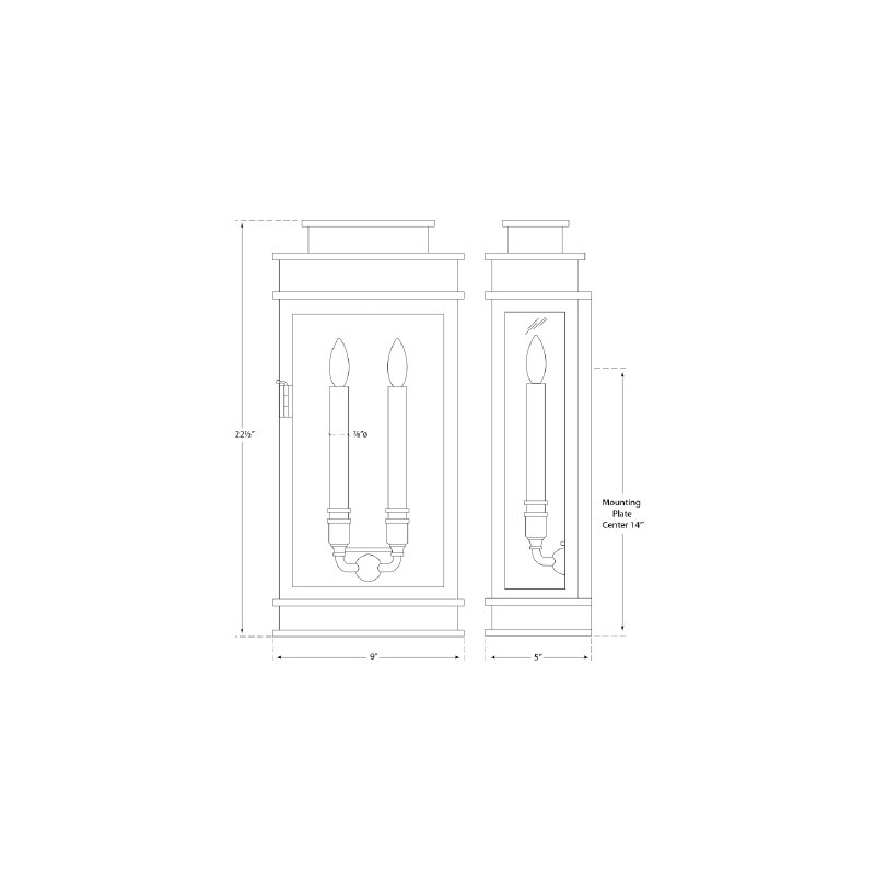 Chapman & Myers Linear Lantern Tall, Bronze