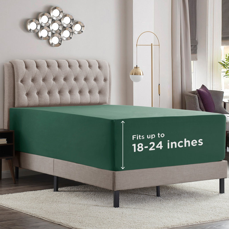 Empyrean Bedding Extra Deep Pocket Solid Fitted Sheet, Full Fitted Sheet, Hunter Green