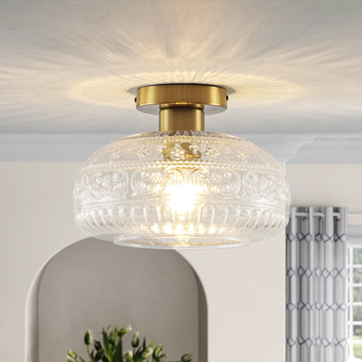Moncia 1-Light  Glass Semi-Flush Mount Ceiling Light for Hallway Entryway