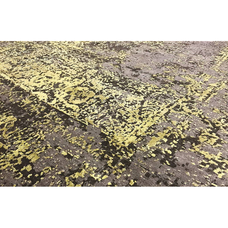 Hand-Knotted High-Quality Gray and Yellow Area Rug