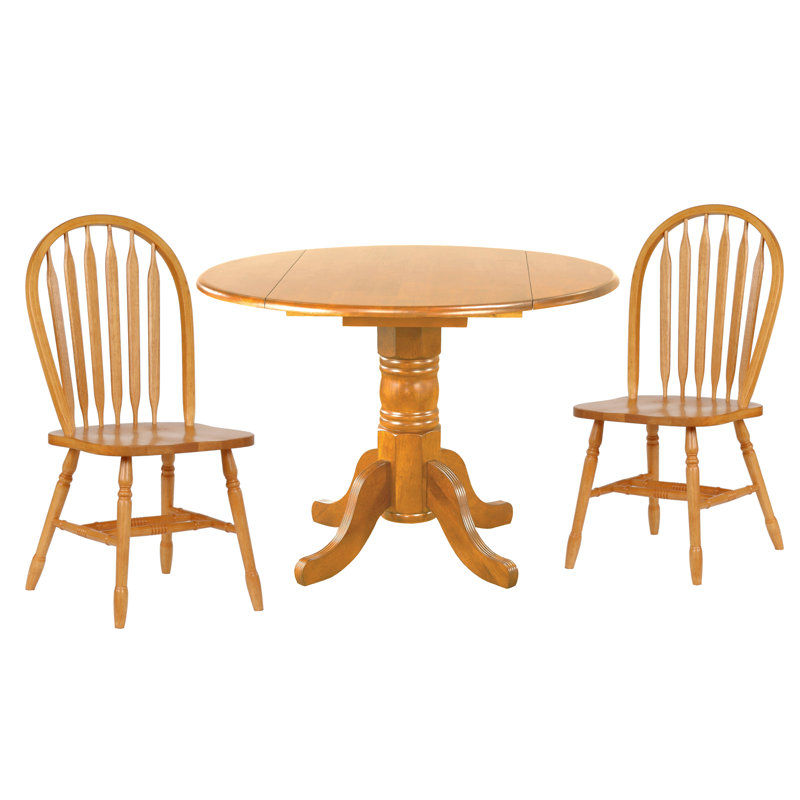 Ashelman Solid Wood Top Pedestal Dining Set, Light Oak, Light Oak, Light Oak