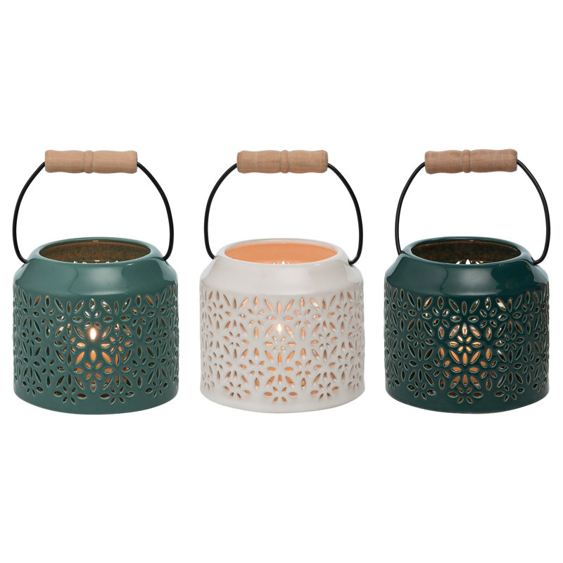 Transpac Ceramic Cut Through Coastal Lantern Set of 3 Spring Home Decorations