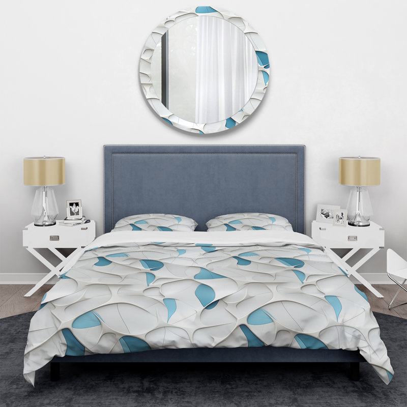 Ensemble de housse de couette géométrique Serene Structures I - Microfibre polyester