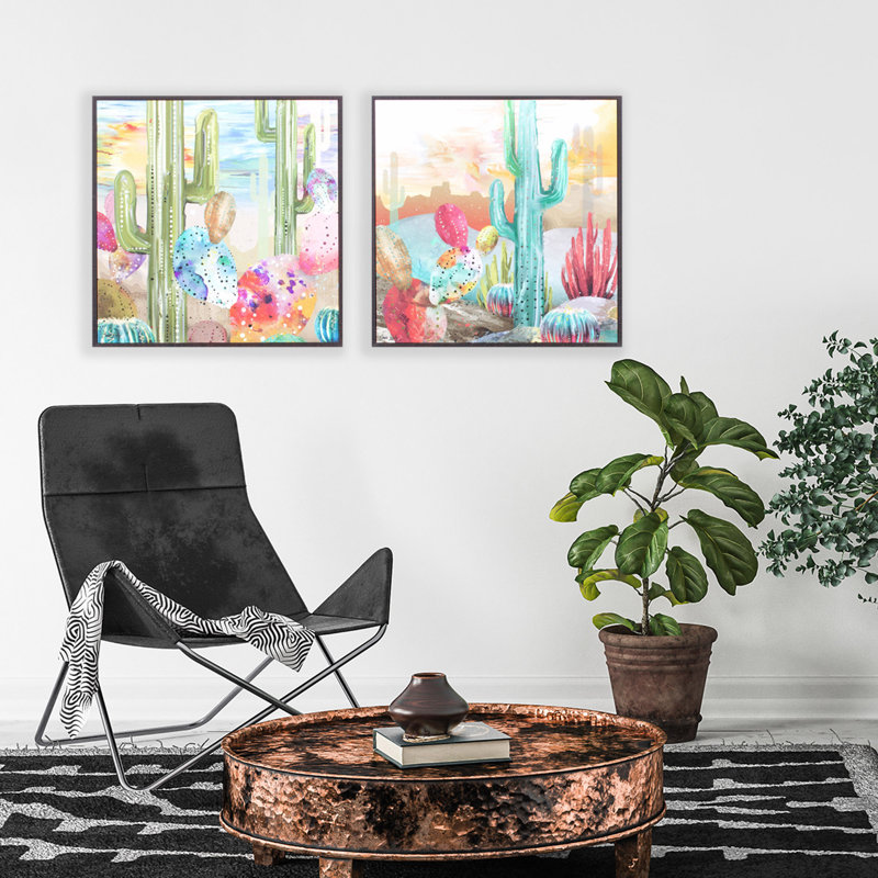" Sunset Cactus " 2 - Pieces Painting Print