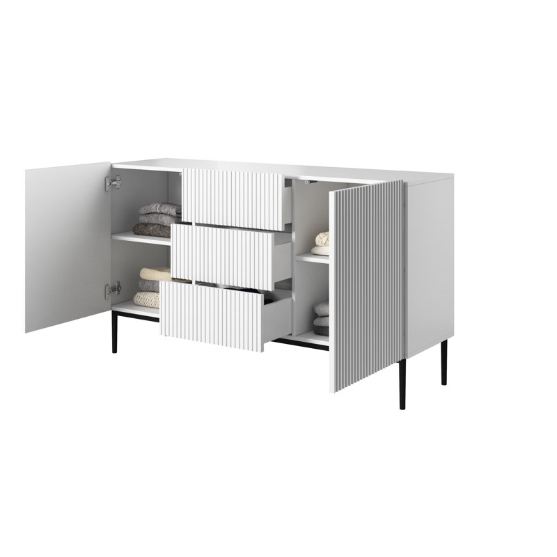 Amhad NICOLE CHEST OF DRAWERS 150 2D3SZ, White/Black