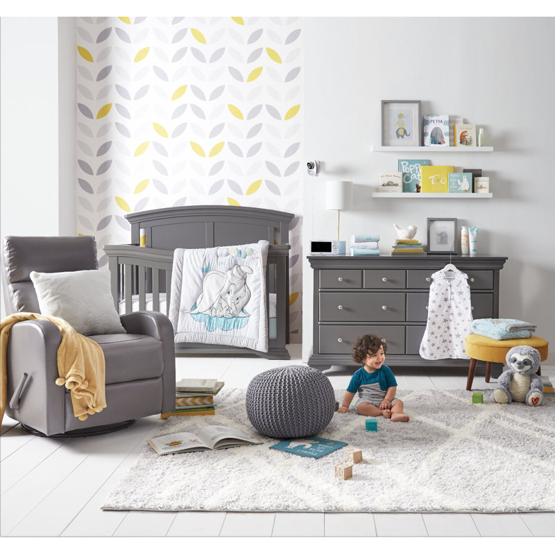 Lit de bébé convertible 4-en-1 Deon, Gris orage foncé