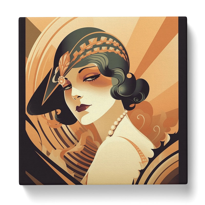 Woman Retro - Wrapped Canvas - Framed Print, 35cm H x 35cm W x 3cm D