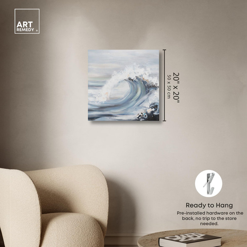 Art moderne sur toile Wavora III par Art Remedy, Toile tendue, H 20 po x l 20 po x P 1,5 po