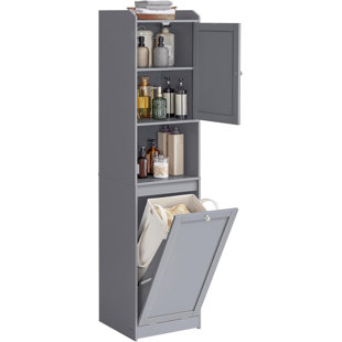 High Bathroom Cabinet With Laundry Basket
