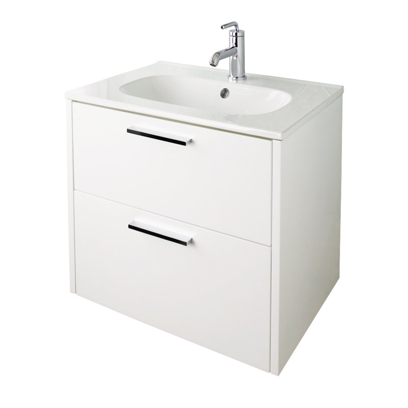 Aquatre 24'' W Single Vanity, Wall Mount, Matte Black, Matte White