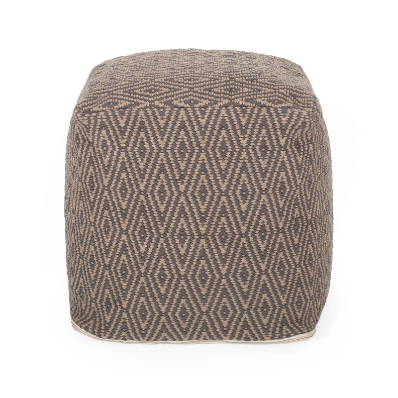 Hand - Loomed Cotton Pouf（ONLY OTTOMAN), Brown