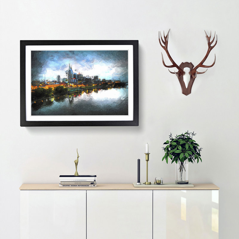 Nashville Tennessee Skyline at Night - Framed Print, Black Framed, 36cm H x 48cm W x 2cm D