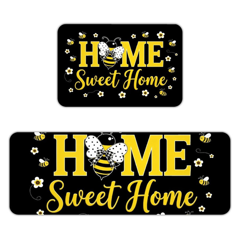 Ensemble de 2 tapis de sol en flanelle à motif d'abeilles mignonnes pour la maison