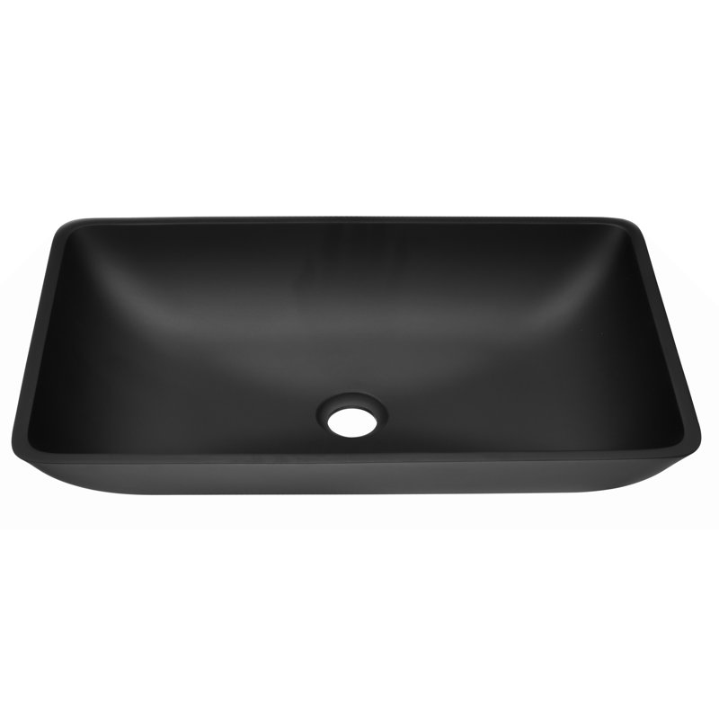 Lavabo de salle de bain vasque rectangulaire en verre à coquille mate avec robinet