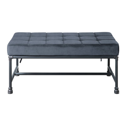 Bedroom Grey Bench With Metal Legs - Add A Industrial Flair To Your Velvet For Modern Design