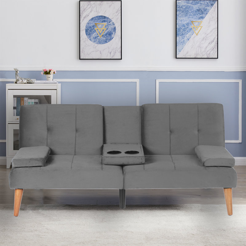 Canapé-lit 65,3 po, Velours gris velours