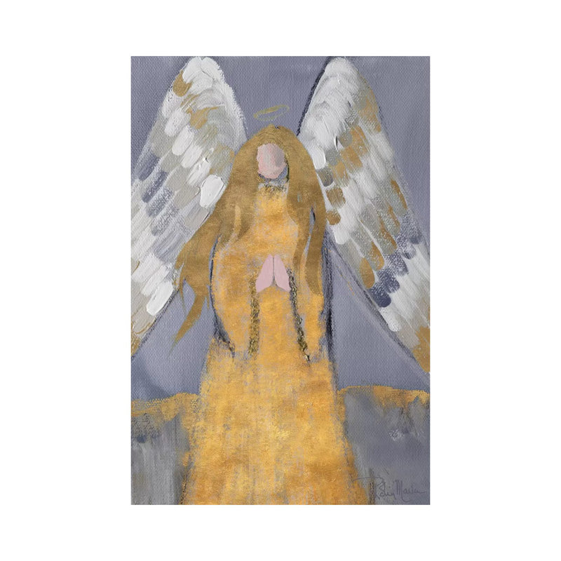 Gold And Silver Angel by Robin Maria - Painting on Canvas, 20.32 cm H x 30.48 cm W, Wrapped Canvas