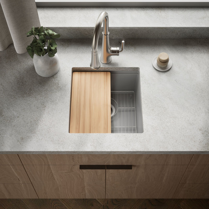 Billings Undermount Bar Sink With Accessories, Gray