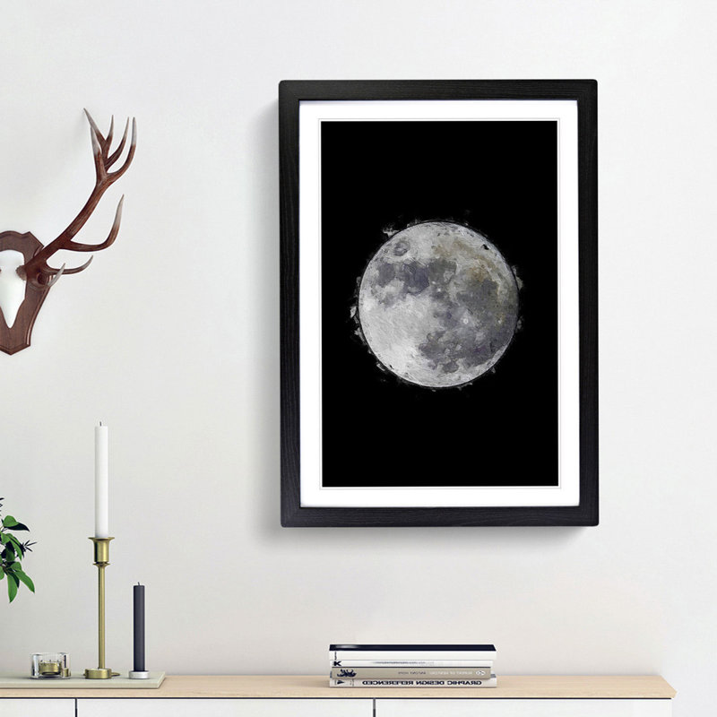 The Beauty of the Moon - Picture Frame Graphic Art Print, 48cm H x 36cm W x 2cm D, Black Framed