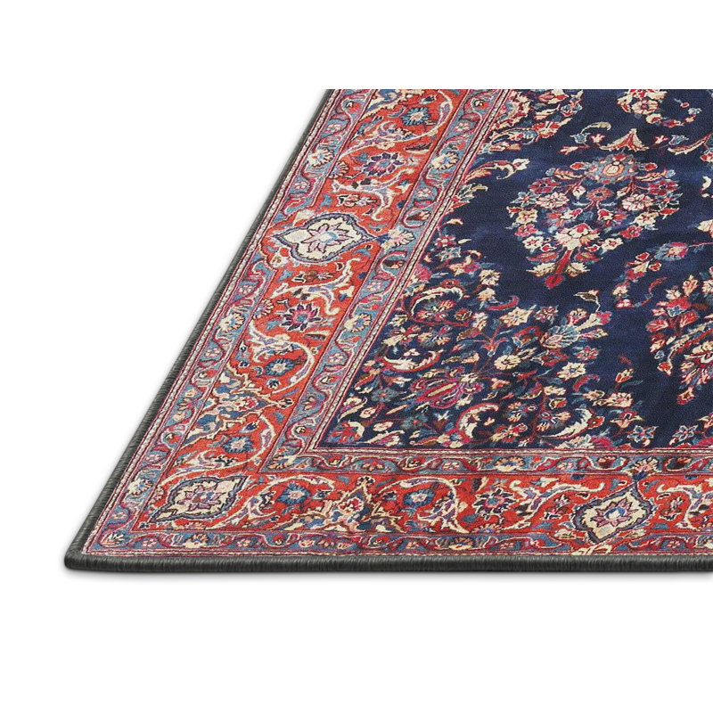 Tapis rouge/bleu traditionnel Pottsgrove, Rectangle 5 pi x 7 pi