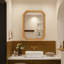 Miroir de pharmacie mural de 31,5 po de hauteur avec cadre en bois et rangement pour la salle de bain Élégante conception de perles, utilitaire durable, armoire de routine à installation rapide avec garniture unique de 24,41 po de profondeur