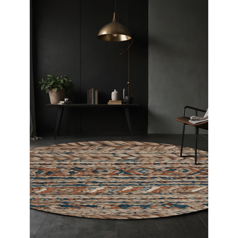 Tapis brun soyeux et moelleux, Rond 3 pi
