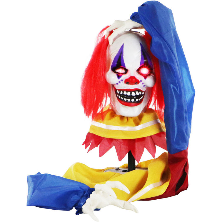 synge reference mærke The Holiday Aisle® Maureen Poppet the Animatronic Pop-up Talking Clown Head  Figurine | Wayfair