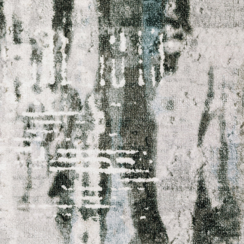 Tapis gris / bleu sarcelle antidérapant Matney, Rectangle 5 pi x 7 pi