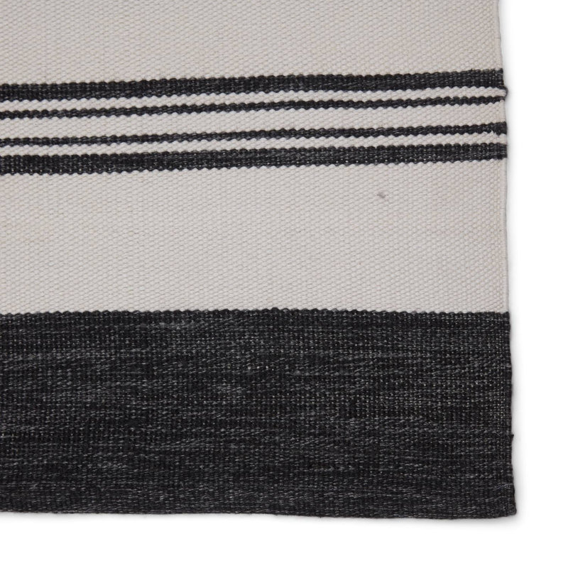 Wendy Jane Flatweave Striped Area Rug in Black/Gray, Rectangle 8'10" x 11'9"