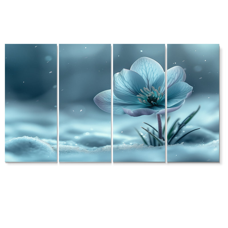 Ensemble de fleurs monochromes en forme de neige en hiver I - Neiges, H 32 po x l 64 po