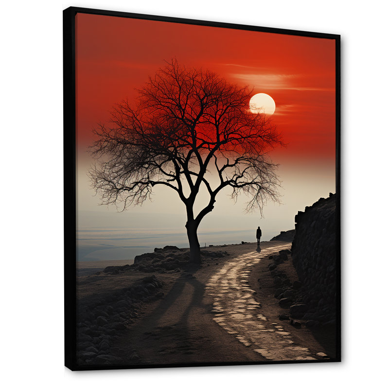 " Tree Lined Dreams ", 32" H x 16" W x 1" D, Black Floater Framed